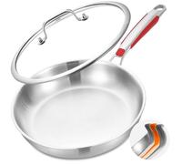 Inqibee 26 CM Tri-Ply Stainless Steel Frying Pan with Lid,Detachable Large Ergonomic Handle,Compatible with Induction Stove,Even Heating and Oven Safe