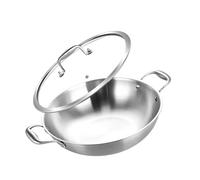 Inqibee 26 CM Tri-Ply Stainless Steel Wok Pan with Lid,Small Stir Frying Pan,Jumbo Cooker,Induction Cooking Pan,Oven Safe