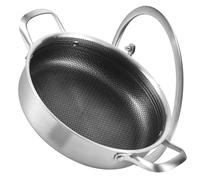 Inqibee 3 QT Hybrid Tri-Ply Stainless Steel Non Stick Sauté Pan with Lid,10 Inch Induction Deep Frying Pan,Skillet,Jumbo Cooker,Dishwasher and Oven Safe