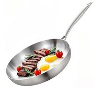 Inqibee 30 CM Stainless Steel Frying Pan with Lid, Tri-Ply Clad Small Skillet, Induction Ready & Compatible with All Cooktops, Oven Safe