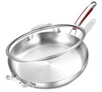 Inqibee 30 CM Tri-Ply Stainless Steel Frying Pan with Lid and Holder Handle,Induction Cooking Pan,Ergonomic and Detachable Handle,Even Heating