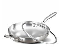 Inqibee 30 CM Tri-Ply Stainless Steel Frying Pan with Lid,Induction Cooking Pan,Ergonomic Detachable Helper Handle,Even Heating and Oven Safe