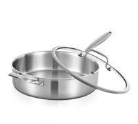Inqibee 6 QT Tri-Ply Stainless Steel Sauté Pan with Lid, 12 Inch Induction Deep Frying Pan, Large Skillet,Jumbo Cooker, Dishwasher and Oven Safe,Detachable Handle.