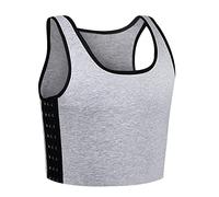 INRANXISM Chest Binder for Women Transgender FTM Cotton Hook Breathable Half Breast Binder Trans Tank Top, Grey, S