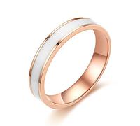 INRENG Women's 4MM Stainless Steel Promise Eternal Ring Epoxy Enamel Wedding Band Comfort Fit, Metal, No Gemstone