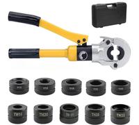 INREPRO 8 Tons Hydraulic Pipe Crimping Tool Hydraulic Copper Tube Fitting Stainless Pex Pipe Crimper Pressing Pliers with 10 Crimping Dies