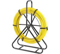 INREPRO Fish Tape Fiberglass 100m Ø6mm Duct Rodder Wire Puller Cable Running Electrical Fishtape Rod with Steel Reel Stand for Pipeline Dredging, Cable Traction, Power Construction Threading