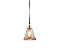 Inrial Style Hanging Lamp Single Head Electroplated Amber Ceiling Modern Vinta Glass Chaner Glass Shade - Chaner for Cafe Bar Clothing Store Hotel Ceiling Lighting Fixture (C)