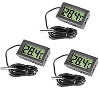 Inrigorous, 3 x Black Digital Steel Fridge Freezer Thermometer with Temperature Display Monitor