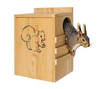 INRLKIT Premium Wood Squirrel House - Hanging Chipmunks Squirrel House for Outside with Exterior Porch, Wooden Nesting Box Squirrel Feeder for Chipmunk Birds Doves Wildlife Breeding Living Outdoor