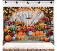 INRUI 7x5ft Autumn Harvest Pumpkin Barn Door Photography Backdrop