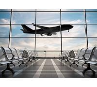 INRUI Airport Terminal Airplane Photography Backdrop 10x8FT | Realistic Airport Airplane Terminal Wall, Lightweight Vinyl, Travel Pilot Photo Backdrop, Easy Hang & Wipe Clean