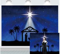 INRUI Christmas Nativity Scene Star of Bethlehem Jesus Birth Photography Background Blue Starry Sky Star of Bethlehem Religious Church Christmas Party Decorations Backdrop (2.4x1.8m)