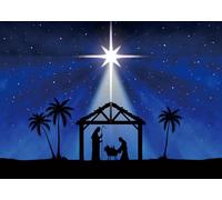 INRUI Christmas Nativity Scene Star of Bethlehem Jesus Birth Photography Background Blue Starry Sky Star of Bethlehem Religious Church Christmas Party Decorations Backdrop (3.0x2.4m)