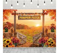 INRUI Pumpkin Patch Photography Backdrop Fall Thanksgiving Decorations Autumn Farm Barn Pumpkin Harvest Party Banner (8x6FT)