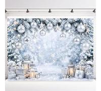 INRUI Silver White Winter Snowy Pine Tree Photography Backdrop 7x5FT | Silver White Snowy Pine Decor, Winter Holiday/Xmas Party Photo Backdrop, Lightweight Vinyl, Easy to Hang & Wipe Clean