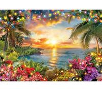 INRUI Summer Hawaiian Beach Photography Backdrop Tropical Palm Tree Sea Luau Aloha Party Decorations Banner (10x8FT)