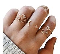 ins 10pcs Simple Pretty Star Moon Ring for Women Trend Love Leaf Imitation Pearl Ring Set Fashion Jewelry Professional