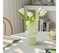 Ins Modern Vases, Hydroponic Glass Flower Vase, Tulip Vase, Glass Bubble Vase for Flowers, Three-Layer Glass Vase for Decoration, Geometric Glass Vase for Home, Office, Wedding, Party (Milky Green)