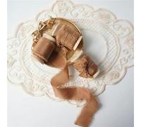 Ins Style Pure Silk Frayed Edged Ribbon with Wooden Spool Ins Style for Pledge Cards Packaging Silk Ribbon-Gk03-25mmX5mts