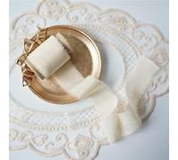 Ins Style Pure Silk Frayed Edged Ribbon with Wooden Spool Ins Style for Pledge Cards Packaging Silk Ribbon-Lighter Ylw-35mmX5mts