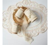 Ins Style Pure Silk Frayed Edged Ribbon with Wooden Spool Ins Style for Pledge Cards Packaging Silk Ribbon-Beige-35mmX5mts
