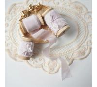 Ins Style Pure Silk Frayed Edged Ribbon with Wooden Spool Ins Style for Pledge Cards Packaging Silk Ribbon-Lighter Purple-25mmX5mts