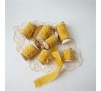 Ins Style Pure Silk Frayed Edged Ribbon with Wooden Spool Ins Style for Pledge Cards Packaging Silk Ribbon-N13-35mmX5mts