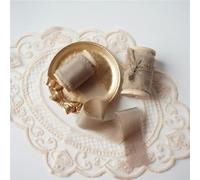Ins Style Pure Silk Frayed Edged Ribbon with Wooden Spool Ins Style for Pledge Cards Packaging Silk Ribbon-Lc002-35mmX5mts