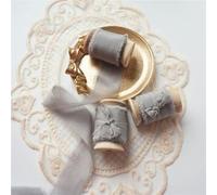 Ins Style Pure Silk Frayed Edged Ribbon with Wooden Spool Ins Style for Pledge Cards Packaging Silk Ribbon-Silver-50mmX5mts