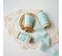 Ins Style Pure Silk Frayed Edged Ribbon with Wooden Spool Ins Style for Pledge Cards Packaging Silk Ribbon-Lc001-50mmX5mts