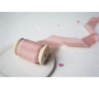 Ins Style Pure Silk Frayed Edged Ribbon with Wooden Spool Ins Style for Pledge Cards Packaging Silk Ribbon-Antique Rose-35mmX5mts
