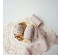 Ins Style Pure Silk Frayed Edged Ribbon with Wooden Spool Ins Style for Pledge Cards Packaging Silk Ribbon-Pearl-25mmX5mts