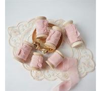 Ins Style Pure Silk Frayed Edged Ribbon with Wooden Spool Ins Style for Pledge Cards Packaging Silk Ribbon-N14-50mmX5mts