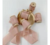 Ins Style Pure Silk Frayed Edged Ribbon with Wooden Spool Ins Style for Pledge Cards Packaging Silk Ribbon-Gz030-50mmX5mts