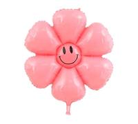 ins wind small daisy aluminum film ball birthday photo prop white flower egg flower aluminum film balloon (50 pieces) (Large Pink Smiley Daisy)