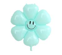 ins wind small daisy aluminum film ball birthday photo prop white flower egg flower aluminum film balloon (50 pieces) (Large Blue Smiley Daisy)