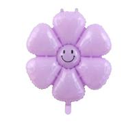 ins wind small daisy aluminum film ball birthday photo prop white flower egg flower aluminum film balloon (50 pieces) (Medium Purple Smiley Daisy)