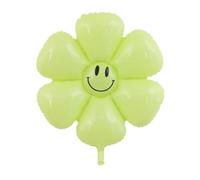 ins wind small daisy aluminum film ball birthday photo prop white flower egg flower aluminum film balloon (50 pieces) (Large Green Smiley Daisy)
