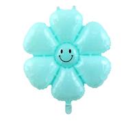 ins wind small daisy aluminum film ball birthday photo prop white flower egg flower aluminum film balloon (50 pieces) (Small Blue Smiley Daisy)