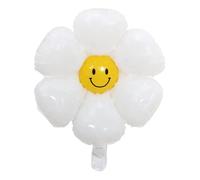ins wind small daisy aluminum film ball birthday photo prop white flower egg flower aluminum film balloon (50 pieces) (Medium Smiley Daisy)