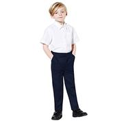 INSAFIANS Boys Pull UP School Trousers Half Elasticated Slim Fit Trouser Age 1 to Age 16 (as8, Age, 5_Years, 6_Years, Slim, Navy)