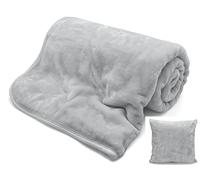 INSAFIANS Faux Fur Throw with matching Cushion Cover (Silver, Double size Throw)