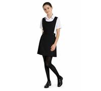 INSAFIANS Girls Classic Sleevless Pinafore Dress with Bottom Pleated Skirt | Two Front Buttons School BIB Uniform(BLK 11/12)