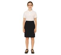 INSAFIANS Girls' School Stretchy Pencil Skirt - Classic High Waist Knee-Length Plain Uniform Skirt (BLK 11-12)