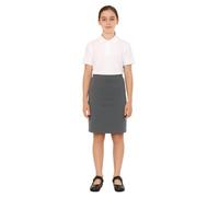 INSAFIANS Girls' School Stretchy Pencil Skirt - Classic High Waist Knee-Length Plain Uniform Skirt (Gry 11-12)