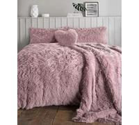 INSAFIANS Teddy Bear Fleece Hug & Snug Duvet Cover Set Soft & Warm Ultra Comfort Bedding Set (Blush Pink, Double)