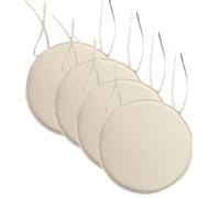 INSAFIANS Waterproof Round Garden Chair Seat Cushions - 35cm Bistro Dining Chair Pads with Ties Indoor/Outdoor Multipacks (BEIGE PK 4)
