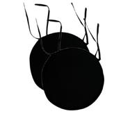 INSAFIANS Waterproof Round Garden Chair Seat Cushions - 35cm Bistro Dining Chair Pads with Ties Indoor/Outdoor Multipacks (BLK PK 2)