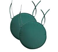 INSAFIANS Waterproof Round Garden Chair Seat Cushions - 35cm Bistro Dining Chair Pads with Ties Indoor/Outdoor Multipacks (GRN PK 2)